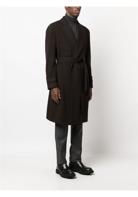 Cappotto con cintura in marrone - uomo TAGLIATORE | CARIC350001EM891