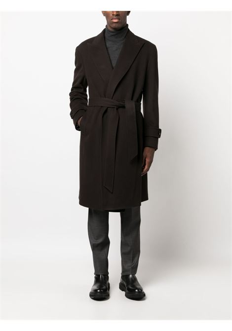 Brown belted coat - men  TAGLIATORE | CARIC350001EM891