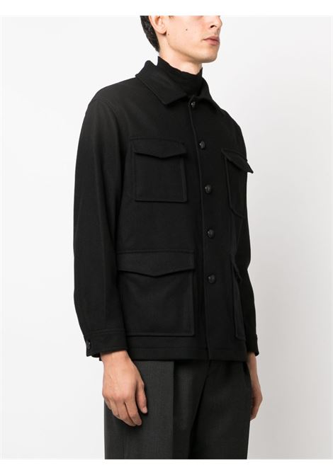 Black button-up knitted shirt jacket - men  TAGLIATORE | MILTON770065N1218