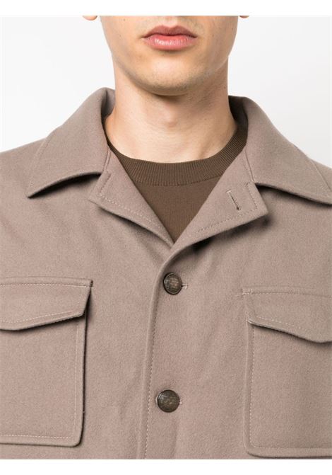 Taupe button-up knitted shirt jacket - men  TAGLIATORE | MILTON770065T1365