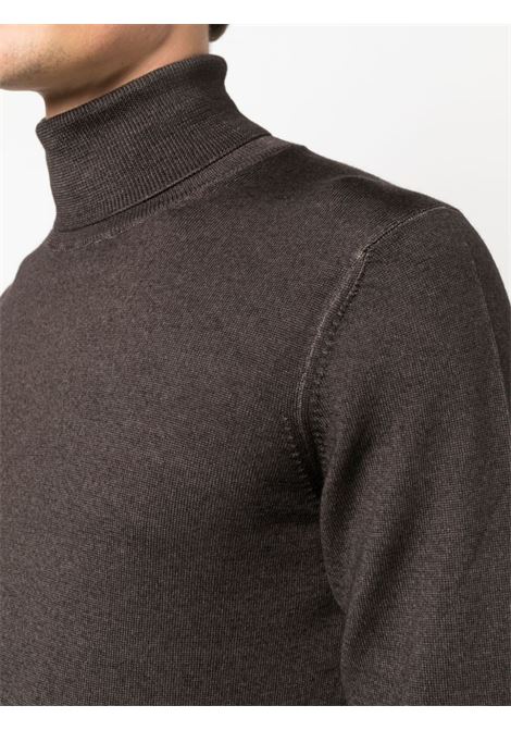 Brown roll-neck jumper - men  TAGLIATORE | THEOGSI2306308