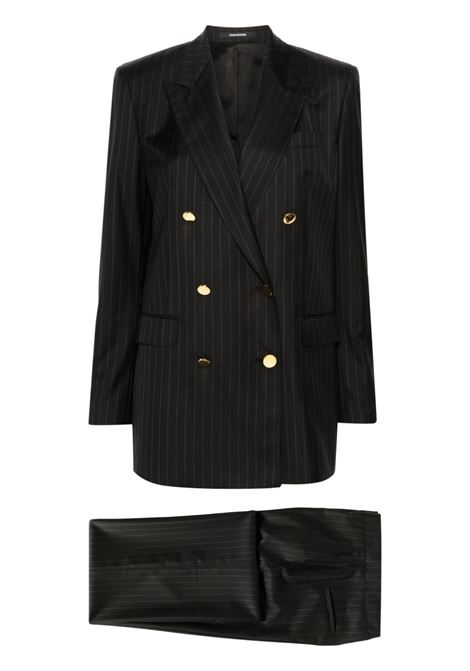 Black pinstripe-pattern straight-leg trouser suit - women TAGLIATORE | TJASMINE10BAD150120N3490