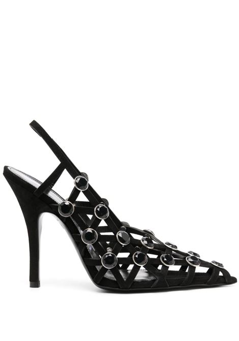 Black grid crystal-embellished pumps - women  THE ATTICO | 236WS743L007R100