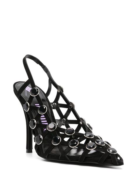 Black grid crystal-embellished pumps - women  THE ATTICO | 236WS743L007R100