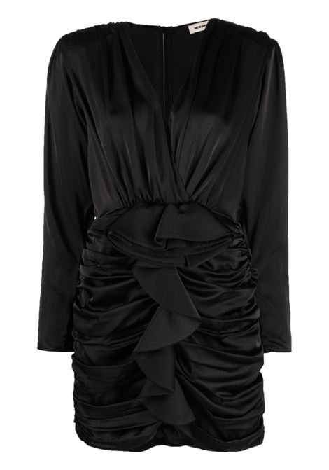 Black ruffle-detailing V-neck dress - women THE NEW ARRIVALS | NA01FW0018NBLK