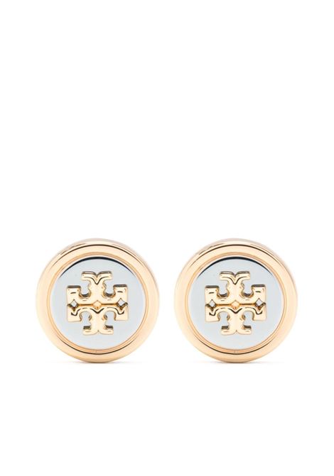 Orecchini a bottone Kira Double T in oro e argento - donna TORY BURCH | 153657961