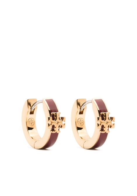 Gold and red Kira Double-T huggie hoop earrings - women TORY BURCH | 155515600
