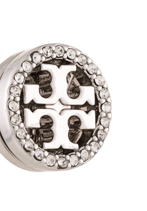 Silver crystal logo circle-stud earring - women TORY BURCH | 53422042