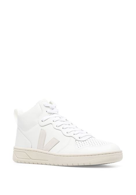 White and beige V-15 high-top sneakers - men VEJA | VQ0201270BWHTNTRL