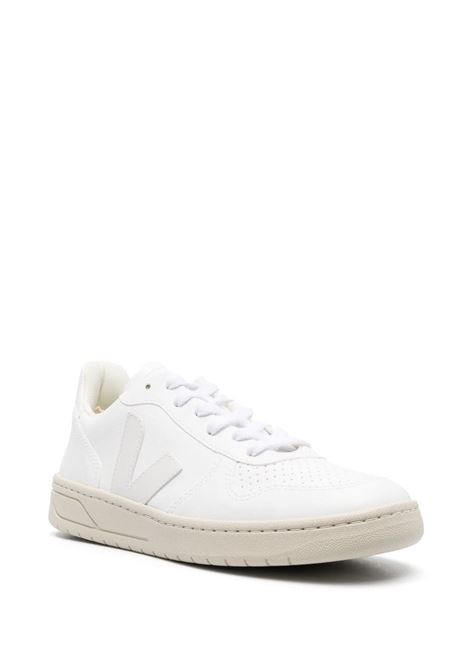 White and beige V-10 low-top sneakers - women VEJA | VX0702892AWHT