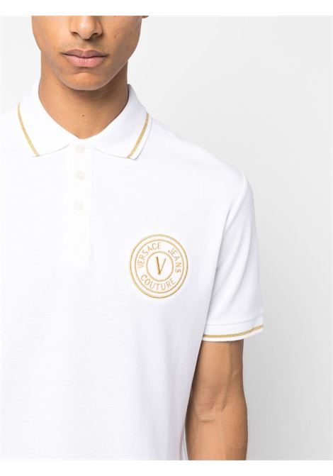 White logo-embroidered polo shirt - men VERSACE JEANS COUTURE | 75GAGT06CJ01TG03