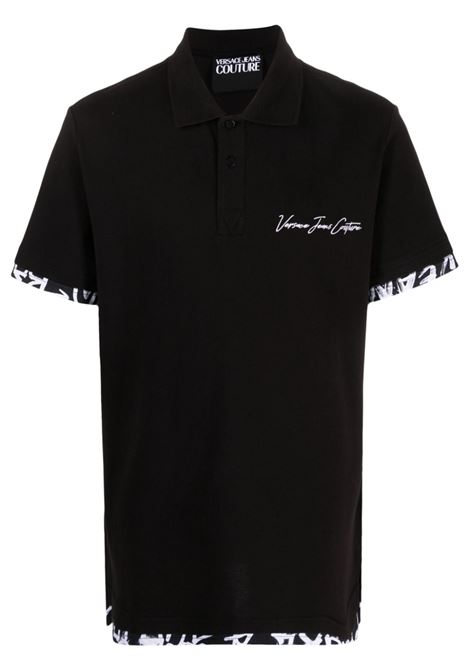 Black logo-print polo shirt - men VERSACE JEANS COUTURE | 75GAGT10CJ01T899