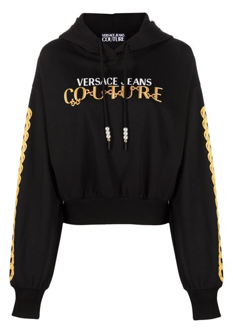 Felpa con stampa Logo Couture in nero - donna VERSACE JEANS COUTURE | 75HAIF01CF01FG89