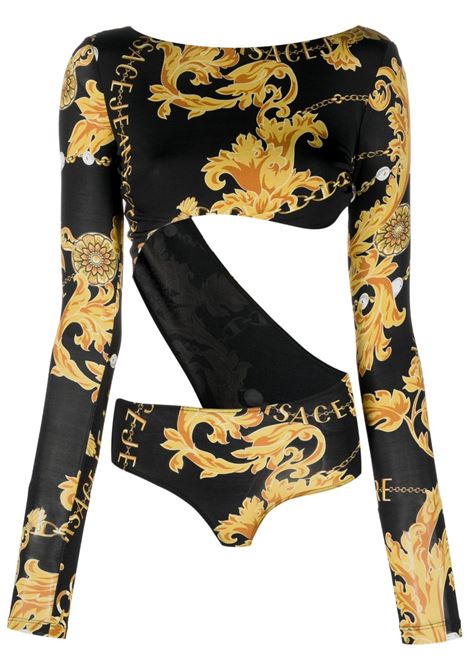 Body con stampa Chain Couture in nero - donna VERSACE JEANS COUTURE | 75HAM209JS204G89