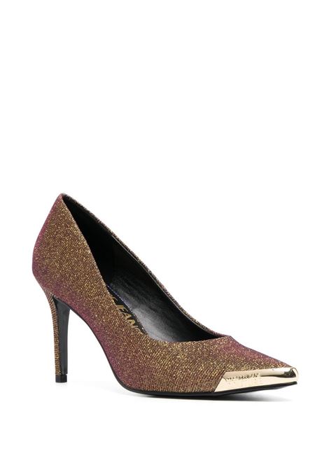 Gold 90mm contrast-toe glittered pumps - women VERSACE JEANS COUTURE | 75VA3S50ZS900948