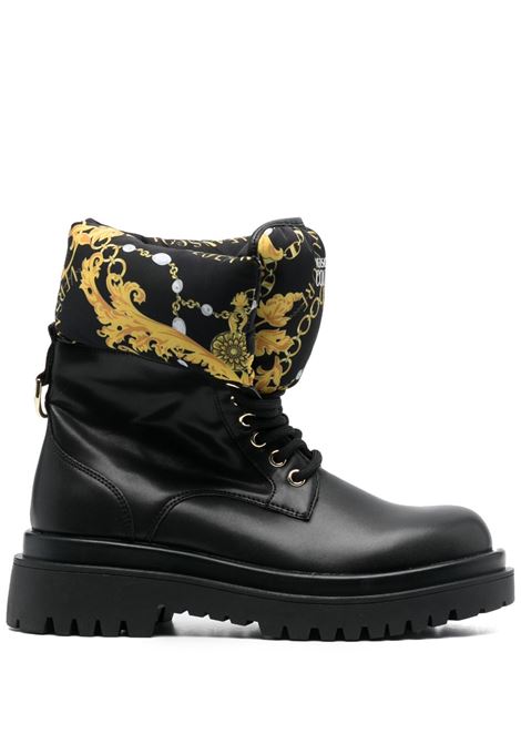 Black and yellow logo-print round-toe boots - women VERSACE JEANS COUTURE | 75VA3S62ZS869G89
