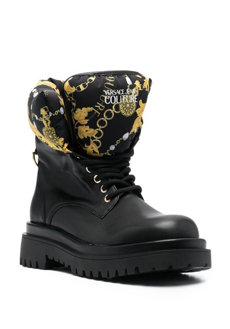 Black and yellow logo-print round-toe boots - women VERSACE JEANS COUTURE | 75VA3S62ZS869G89