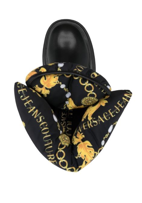 Stivaletti con punta tonda con stampa logo in nero e giallo - donna VERSACE JEANS COUTURE | 75VA3S62ZS869G89