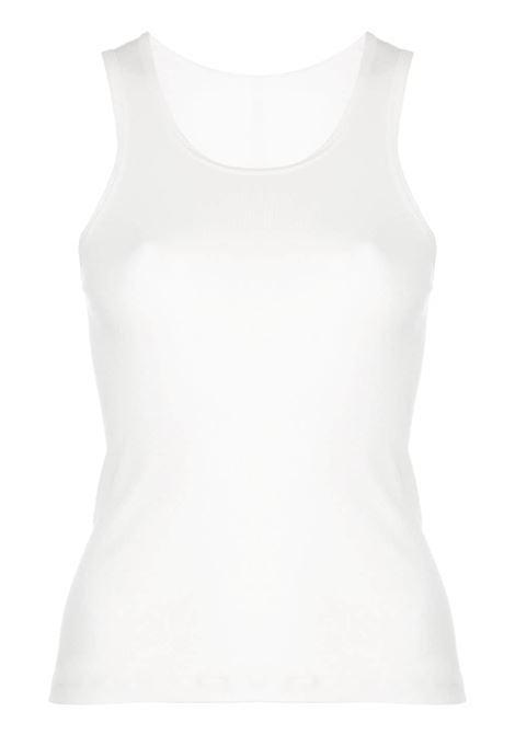 Top a coste in bianco - donna