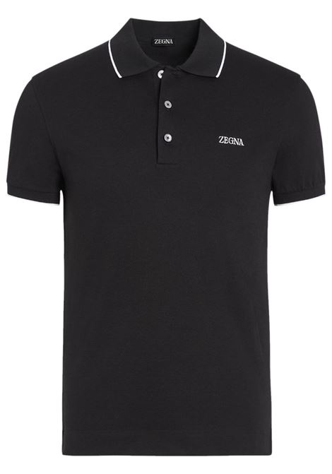 Black embroidered-logo polo shirt - men ZEGNA | E7358A5B746K09
