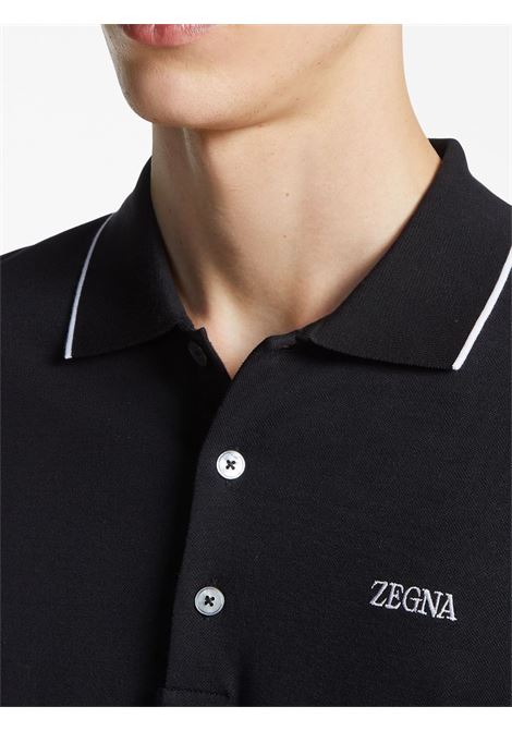 Black embroidered-logo polo shirt - men ZEGNA | E7358A5B746K09