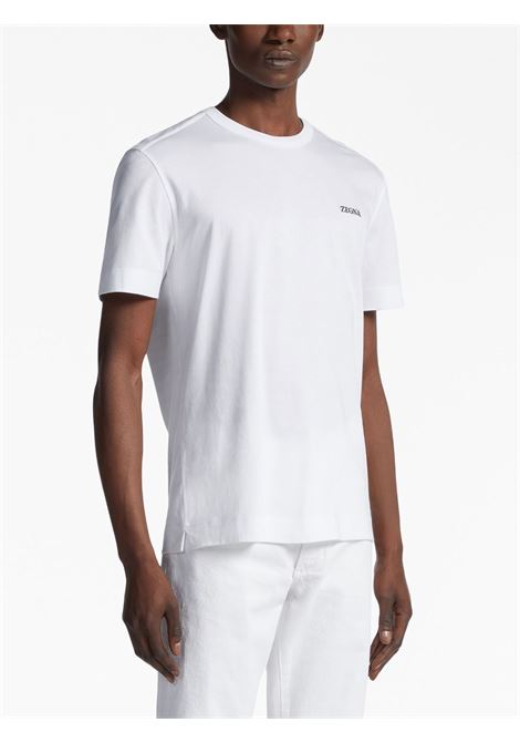 White logo-embroidered short-sleeve T-shirt  - men ZEGNA | E7360A5B760N00