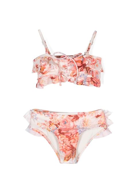 White and multicolour Devi floral-print bikini set - kids ZIMMERMANN kids | 6395WSS231CRF
