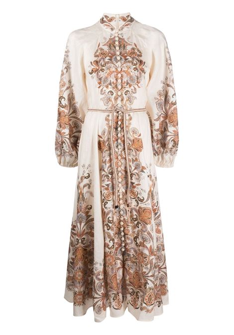 White and multicolour Devi paisley-print linen dress - women ZIMMERMANN | 2354DSS231IVOP
