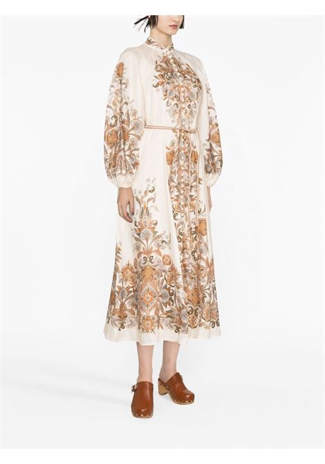 White and multicolour Devi paisley-print linen dress - women ZIMMERMANN | 2354DSS231IVOP