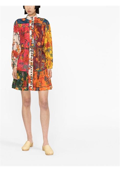 Multicolored floral-print belted mini dress - women  ZIMMERMANN | 7462DSS233SPLI