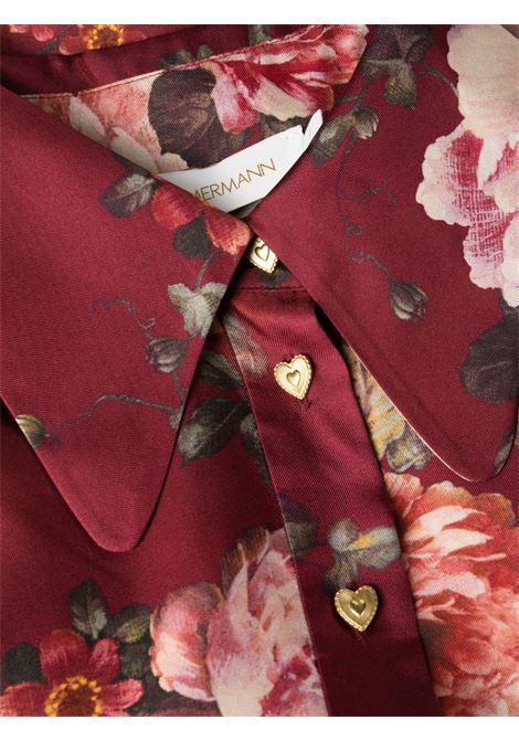 Burgundy Chemisier floral-print mini dress - women  ZIMMERMANN | 8074DF231BUFL