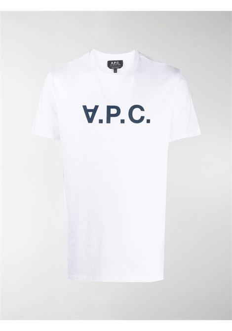 Logo print T-shirt in white - men  A.P.C. | COBQXH26586IAK
