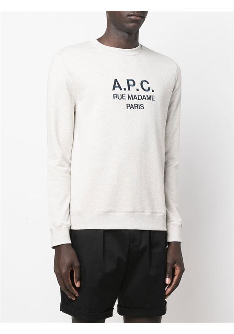 White logo print sweatshirt - men  A.P.C. | COEZDH27500PAA