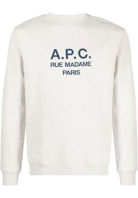 White logo print sweatshirt - men  A.P.C. | COEZDH27500PAA