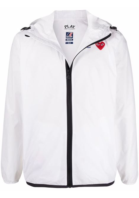 White zip-up hooded k-way jacket - unisex COMME DES GARCONS PLAY X K-WAY | P1J5013