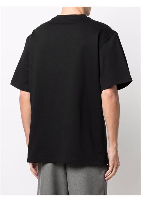 T-shirt asimmetrica in nero - uomo FENG CHEN WANG | FF12TSH715BBLK