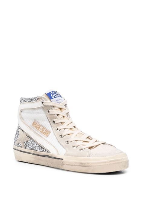 Silver, white and grey slide glitter-detail high-top sneakers - women GOLDEN GOOSE | GWF00116F00414860404