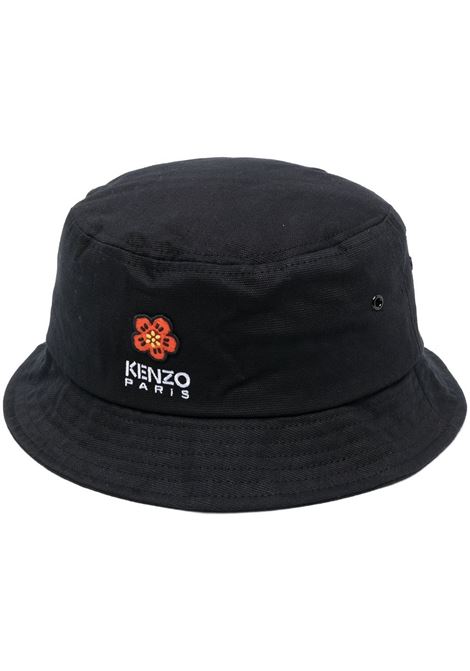 Black embroidered-logo bucket hat - unisex KENZO | FC65AC404F3399