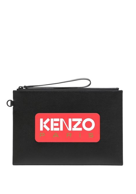 Black  logo-print clutch bag - unisex KENZO | FD55PM822L4199