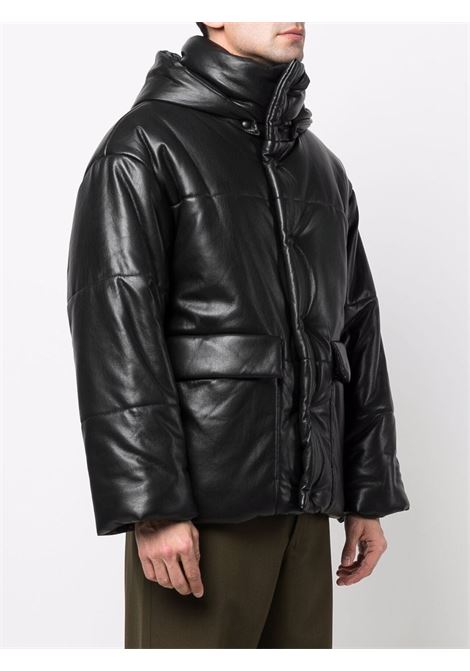 Black hide high-neck puffer jacket - men NANUSHKA | NM22CROW00299BLK