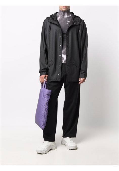 Black long-sleeve hooded rain jacket - men RAINS | RA12010BLA