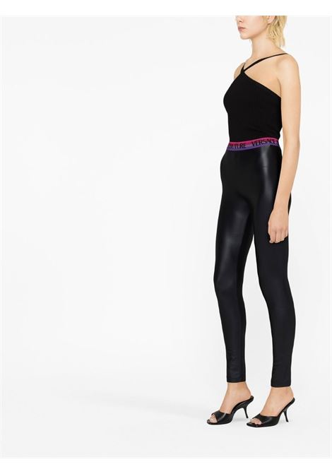 Black logo-waistband leggings - women VERSACE JEANS COUTURE | 75HAC101J0062899