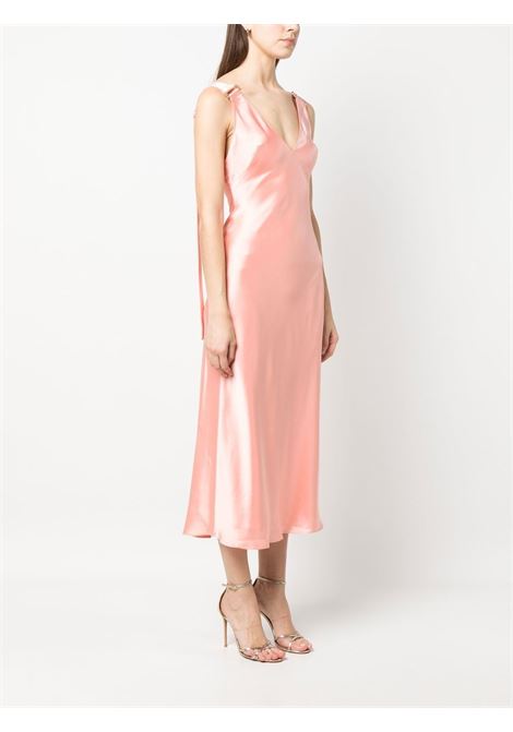Pink satin finish midi dress - women ACLER | AD2210051DCRL