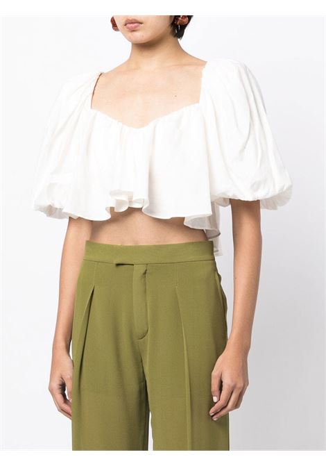 Top crop con ruches Balm in bianco - donna ACLER | AS2210058TIVRY