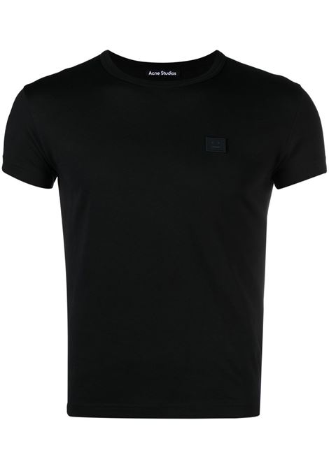 Black short-sleeve round-neck T-shirt -  unisex ACNE STUDIOS FACE | CL0203900