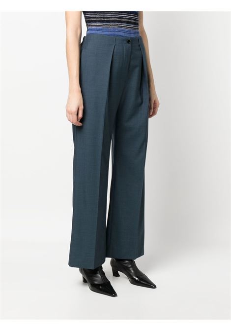 Blue wide-leg pleat-detail trousers - women ACNE STUDIOS | AK0681AAJ