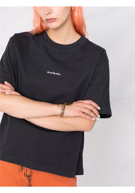 T-shirt con stampa logo in nero - donna ACNE STUDIOS | AL0135900