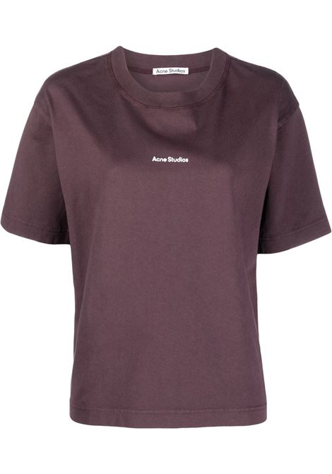 Purple logo-print cotton T-shirt - women ACNE STUDIOS | AL0135AD6