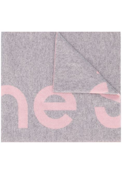 Pink and grey oversized logo intarsia scarf - unisex ACNE STUDIOS | CA0079CHS