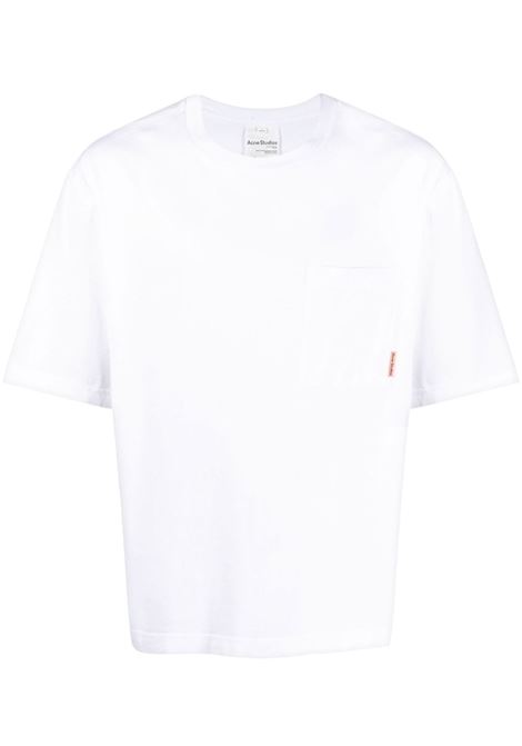 White patch-pocket crew-neck T-shirt - unisex ACNE STUDIOS | CL0198183